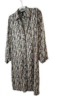 INC International Concepts Large Black White Snakeskin Print Shirt Dress Y2K